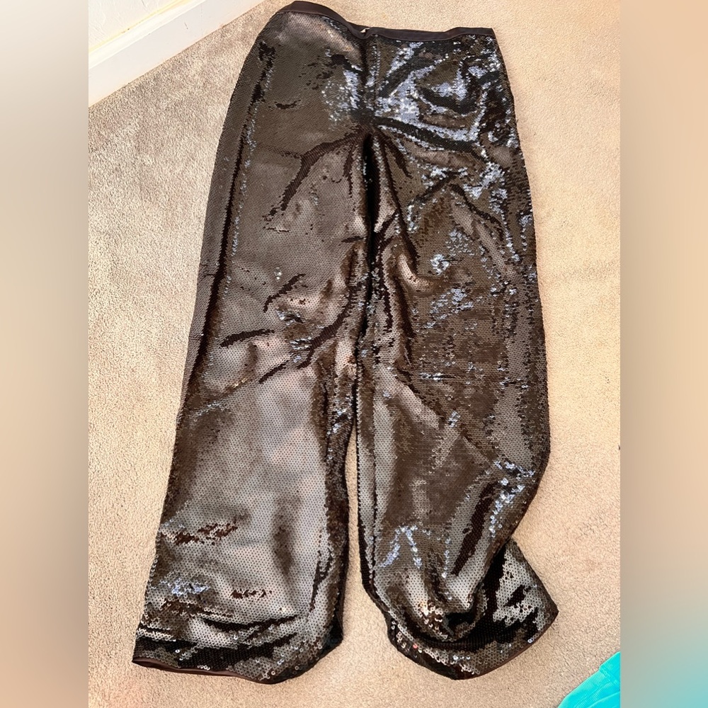 NWT H&M Black Sequin pants Size 12